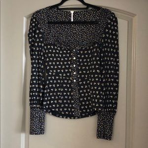 Free people floral long sleeve shirt